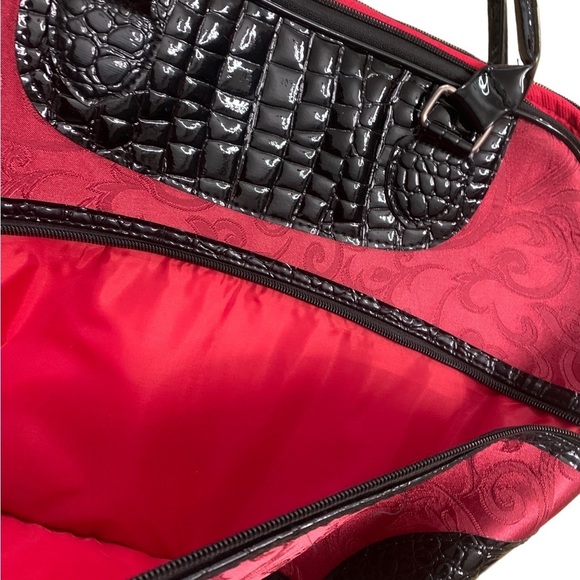 Essence of Beauty | New Handbag Black Croc Print Wine Red Large Spacious Pockets - Picture 8 of 8